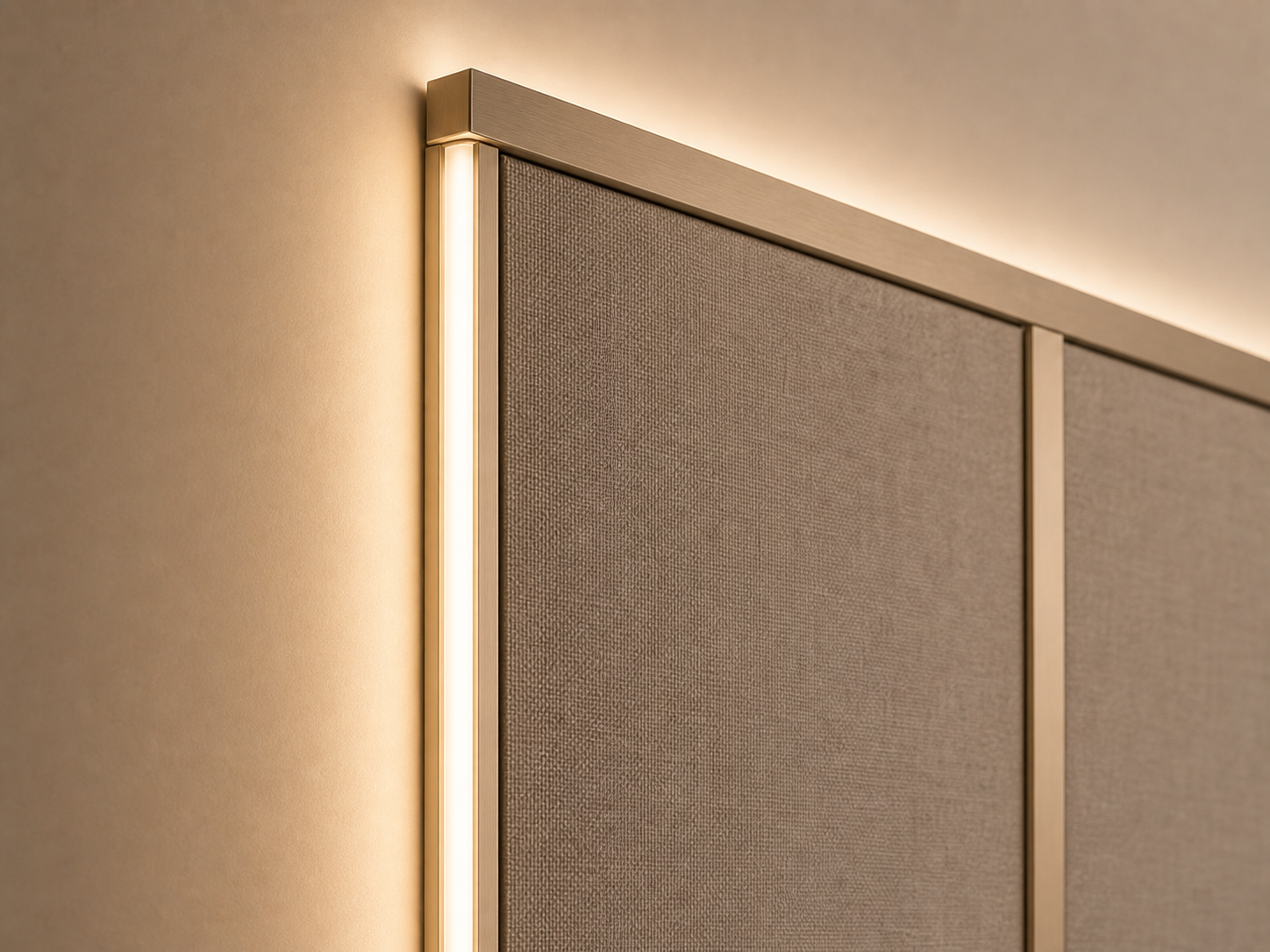 LED light-strip profile creating concealed lighting along a wall panel edge